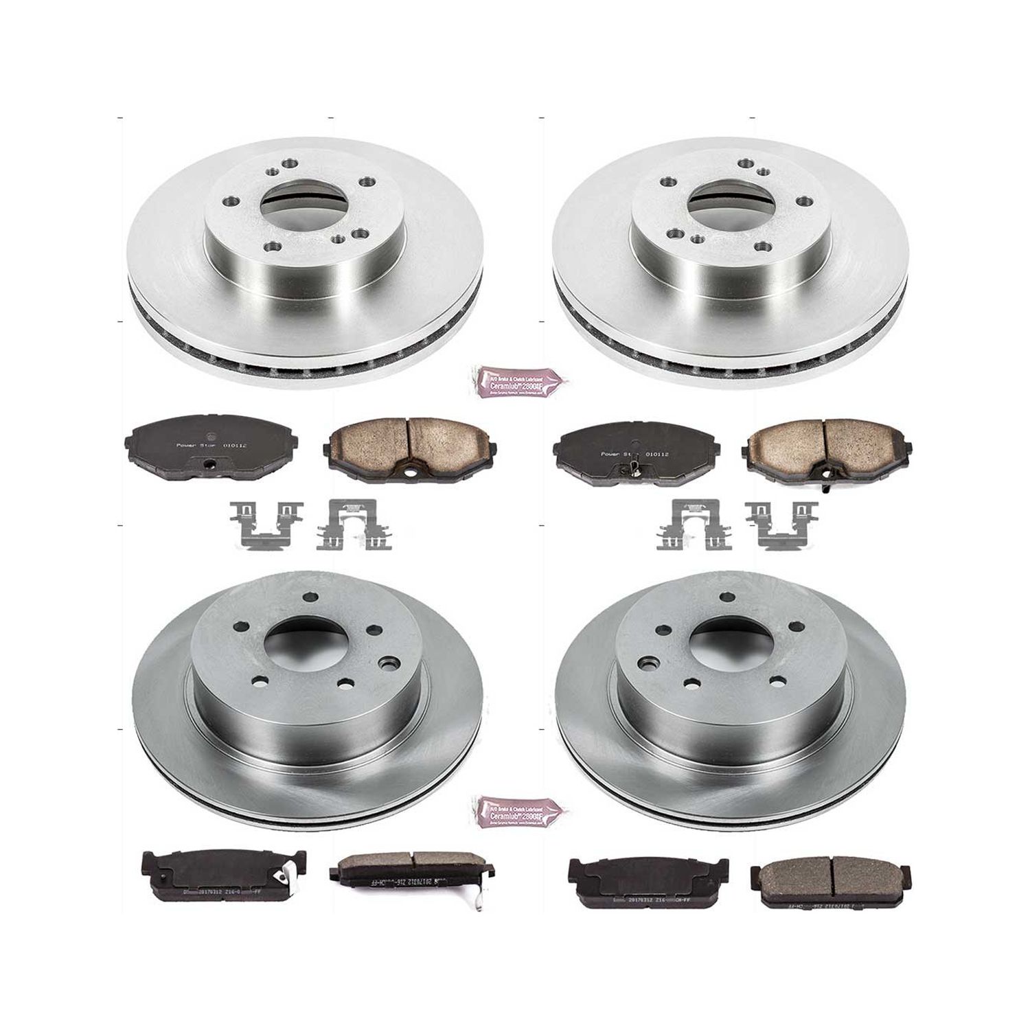 Power Stop Front and Rear Stock Replacement Brake Pad and Rotor Kit KOE735
