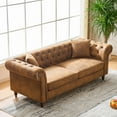 thumbnail image 4 of 83"Chesterfield ‌tech Fabric Sofa,High-tech Fabric Roll Armrest Sofa,Upholstered Mid Century Modern Couch,3 Seater Couch for Living Room, Office, Apartment, Brown, 4 of 17