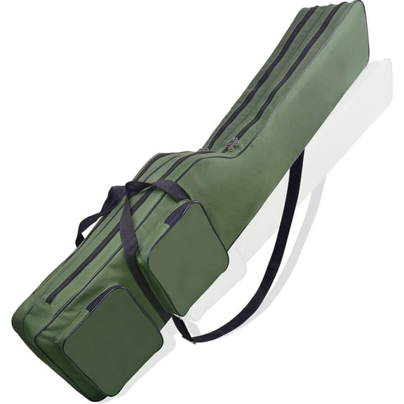 Fishing Rod Case 4.27 ft Fishing Pole Bag Case Portable Fishing Pole Case for Travel Waterproof Fishing Rod Reel Organizer Oxford Fishing Gear Bag for Saltwater Freshwater Ice Fishing Gift for Men