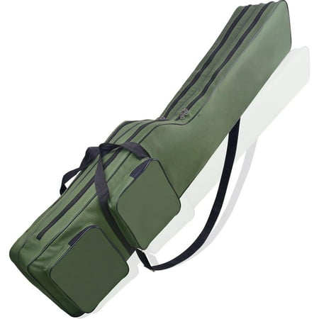 Fishing Rod Case 4.27 ft Fishing Pole Bag Case Portable Fishing Pole Case for Travel Waterproof Fishing Rod Reel Organizer Oxford Fishing Gear Bag for Saltwater Freshwater Ice Fishing Gift for Men