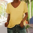 thumbnail image 2 of Puntoco Short Sleeve Women Tops ,Summer Women'S Scoop Neck Short Sleeve Shirts Ribbed Slim Fitted Casual Basic Top Blouses Yellow XL(XL), 2 of 6