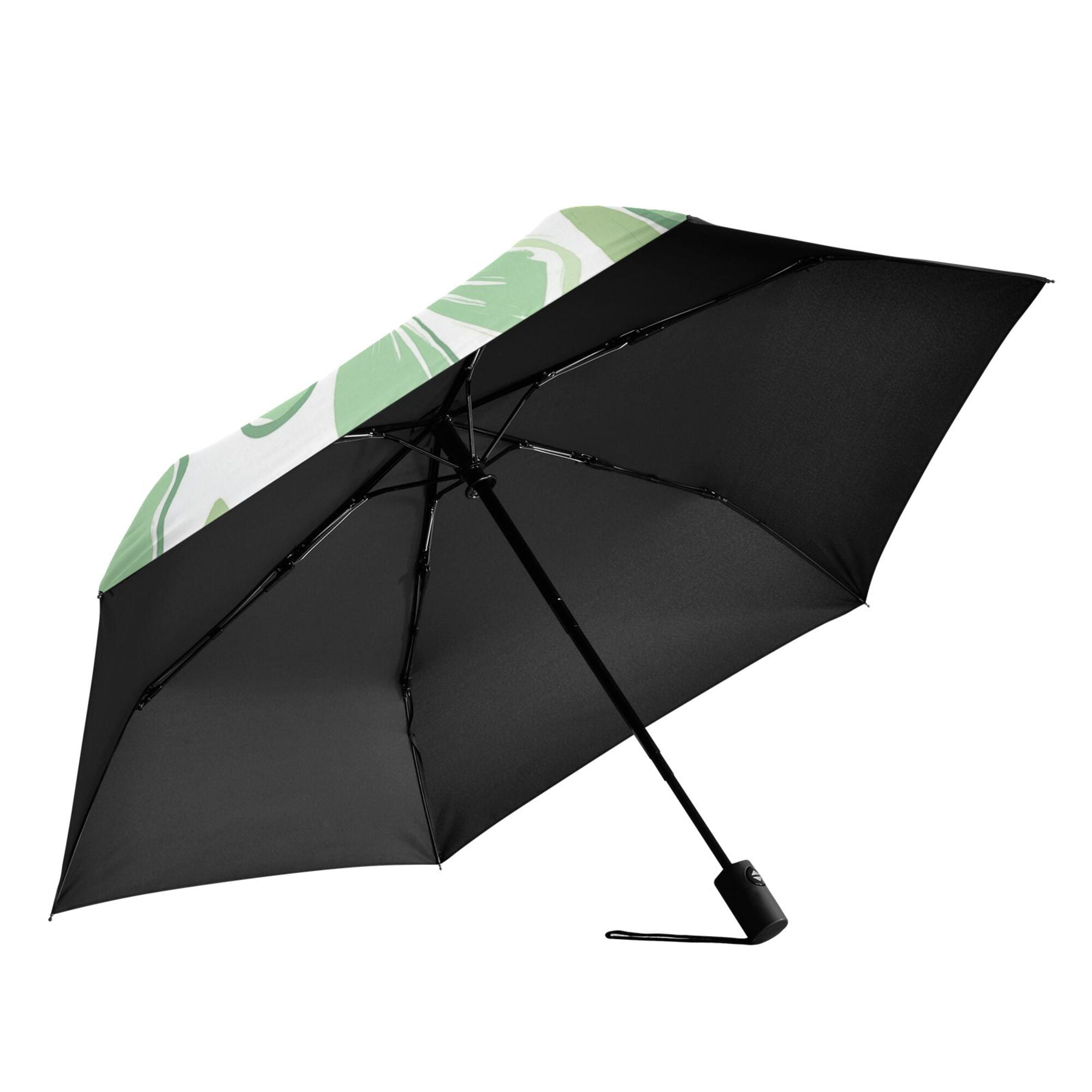 FORMRS Travel Umbrella Folding Auto Open Close Windproof Rain UV Protection, Green Floral