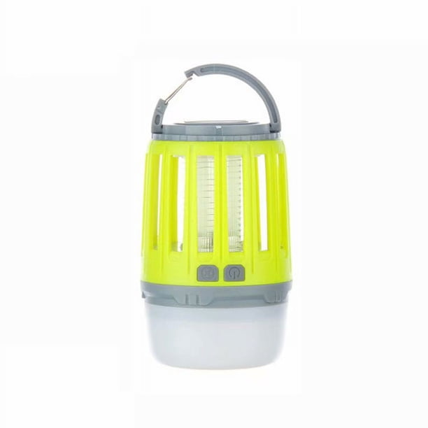 Lámpara de camping multifuncional para exteriores, repelente de mosquitos, carga USB, portátil, amarilla