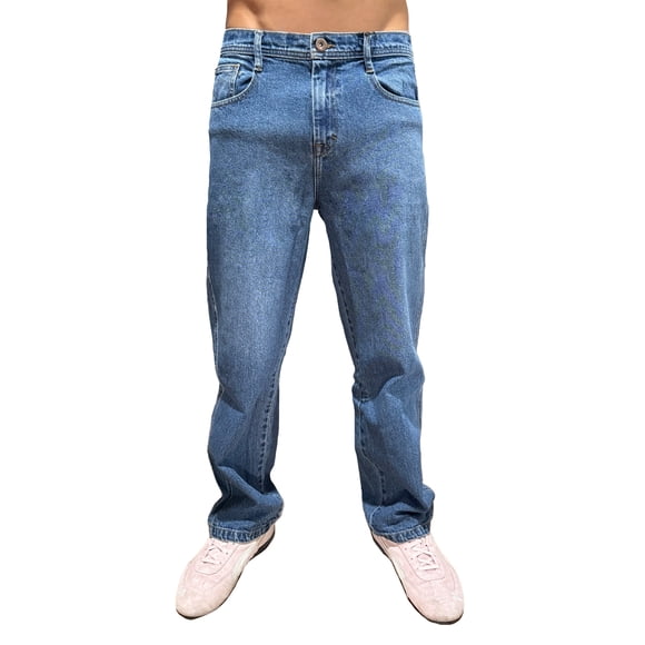 Jeans De Hombre Azul Medio Recto