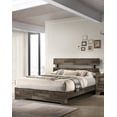thumbnail image 2 of Rustic King Platform Bed Frame - Brown Wood, Contemporary Bedroom Furniture, 82.5"x78" Low Profile, No Box Spring Needed. Durable Wood Veneers &amp; Solids., 2 of 6