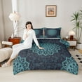 thumbnail image 4 of Manfei Female Men Blue Mandala Bedding Comforter Set 2pcs,Exotic Style Twin Comforter Sets Microfiber,Bohemian Hippie Flower Breathable Bedding Set,Microfiber Bedroom Decor,Reversible, 4 of 8