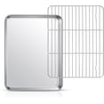 thumbnail image 1 of shiyou-12.5 Inch Baking Pan with Rack Set, Quarter Size Stainless Steel Toaster Oven Pan and Wire Rack, Nonstick Metal Tray for Baking Cookies/Roasting Vegetables/Grilling Steaks, Dishwasher Safe, 1 of 4