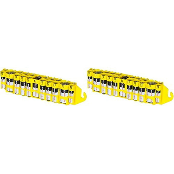 2 x Battery Cases by Powerpax Slim Line "PBC" Battery Caddy, Yellow - Each Holds 12 "AA" 4 AAA Batteries …