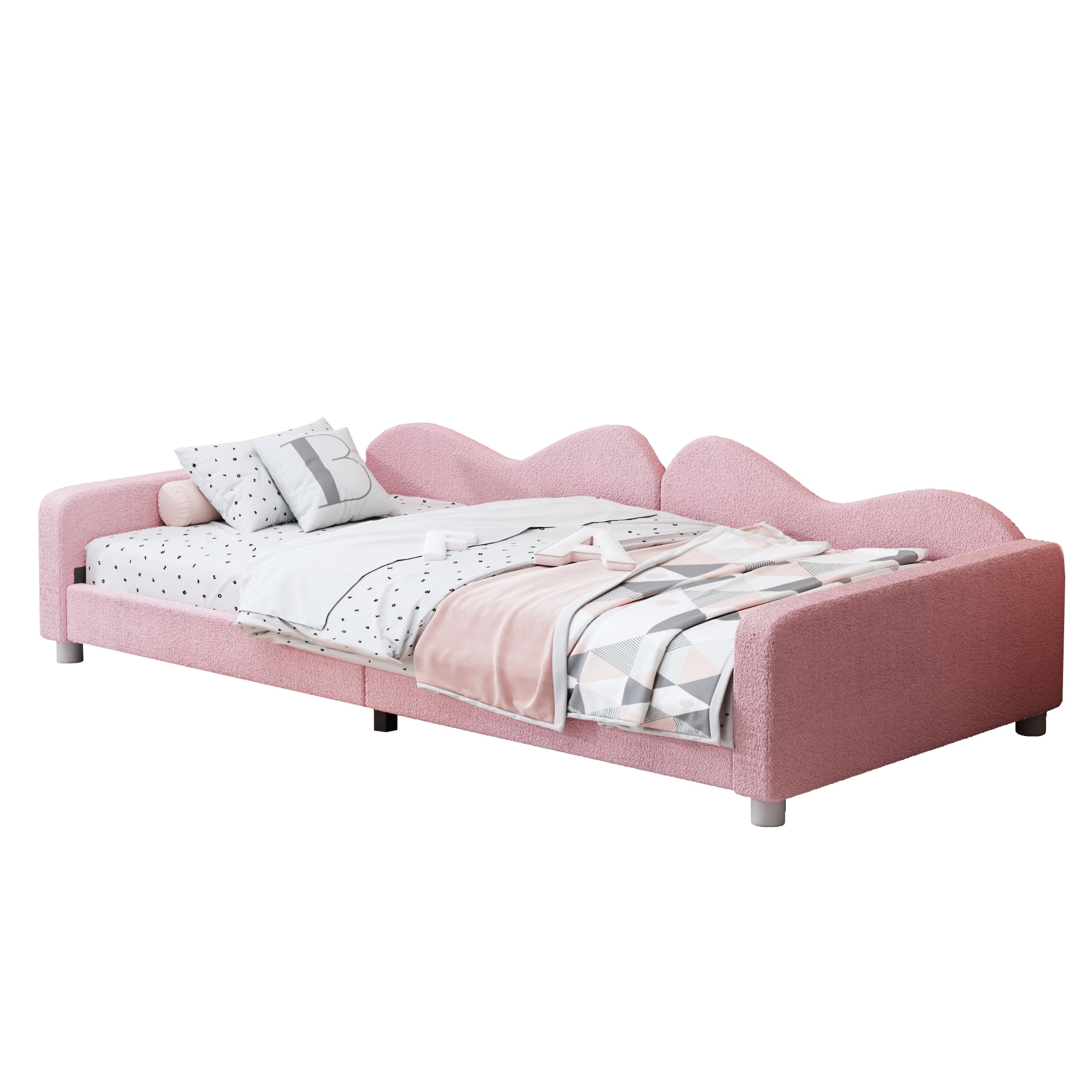 Euroco Upholstered Twin Size Daybed for Bedroom, Pink