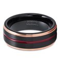 thumbnail image 2 of Maroon Wedding Ring,Black Tungsten Ring,8mm Wedding Ring,Rose Gold Tungsten Ring,Engagement Ring, 2 of 4