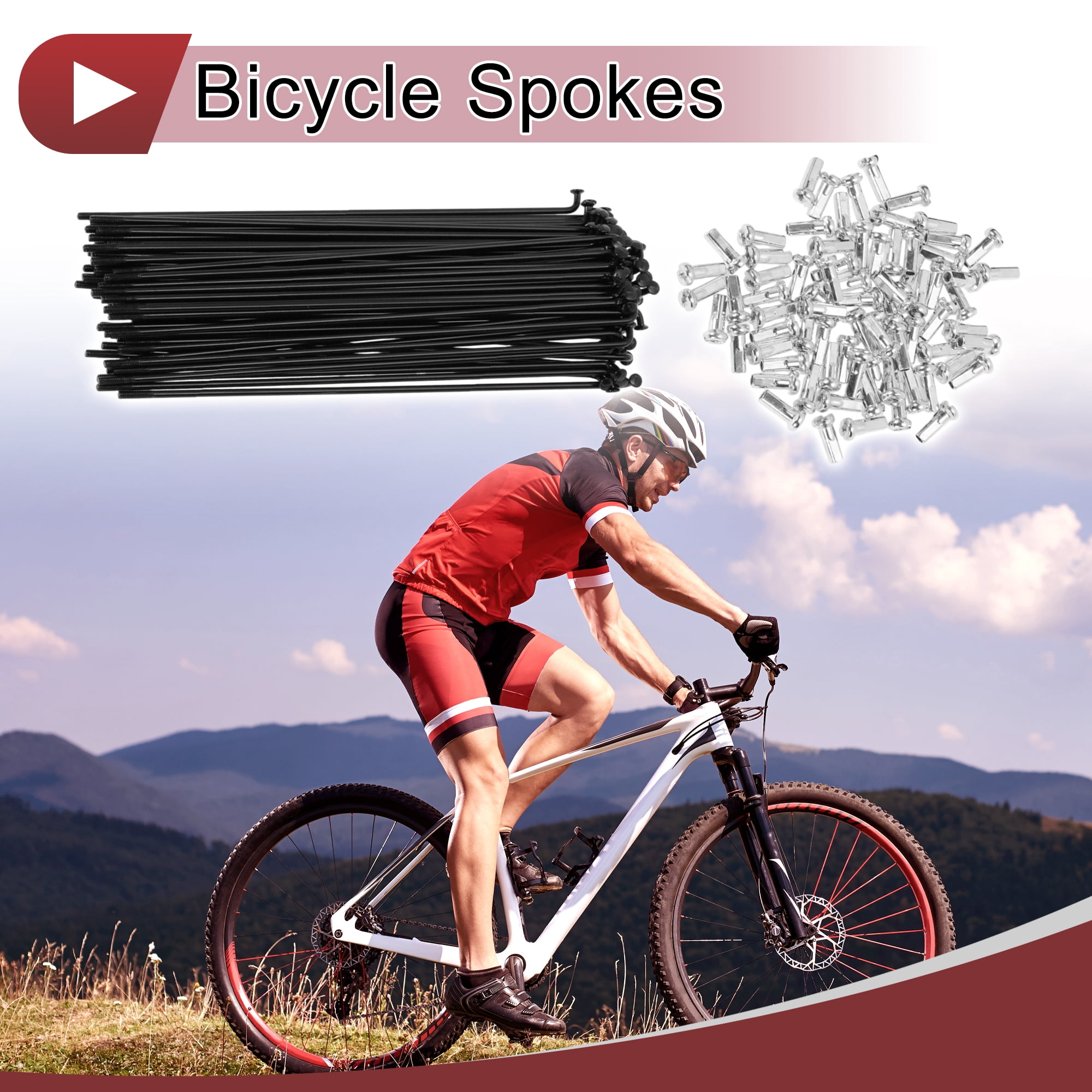Unique Bargains 72Pcs 14G Bicycle Spokes Bike Wheel Spokes Carbon Steel Black 5.51"