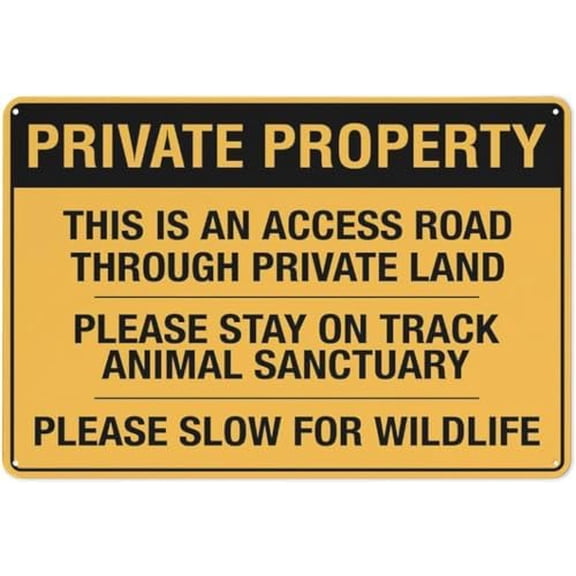 Warning Sign - Private Property This is an Access Road, Aluminum Rust-Proof Security Sign, for Private Roads, Outdoor Use, 12x8 inch