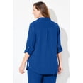 thumbnail image 2 of Catherines Women's Plus Size Anywear Pucker Cotton Buttonfront Roll Tab Shirt, 2 of 5