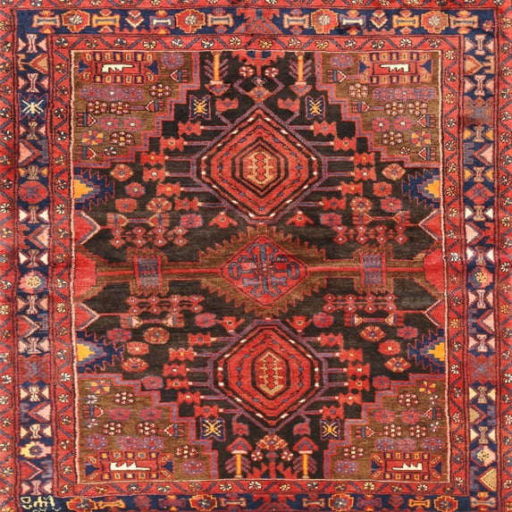 Ahgly Company Indoor Square Traditional Red Persian Area Rugs, 6' Square