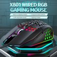 thumbnail image 4 of Graflsoa X801 Souris de Jeu Filaire RVB avec 7 Boutons Programmables, 6 Niveaux de DPI Réglables, 7 Modes d'Éclairage et Fonction de Retour Rapide sur Bureau en Noir, 4 of 6
