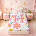 thumbnail image 3 of meiyoeat Cute Floral Initial Print Twin Sheet Sets For Girls,Multicolor Flowers Monogrammed H Letter Bedding For Kids,3-Piece, 3 of 6