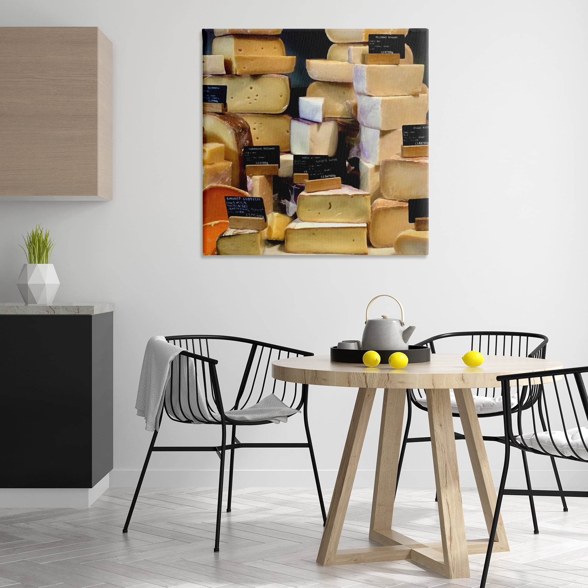 Stupell Industries Various Cheeses Still Life Food & Beverage Painting Wrapped Canvas Art Print Wall Art, 36 x 36