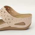 thumbnail image 6 of Mostsola Flip Flops for Women Boho Hollow Out Wedge Sandals Trendy Rhinestone Slip on Shoes, 6 of 7