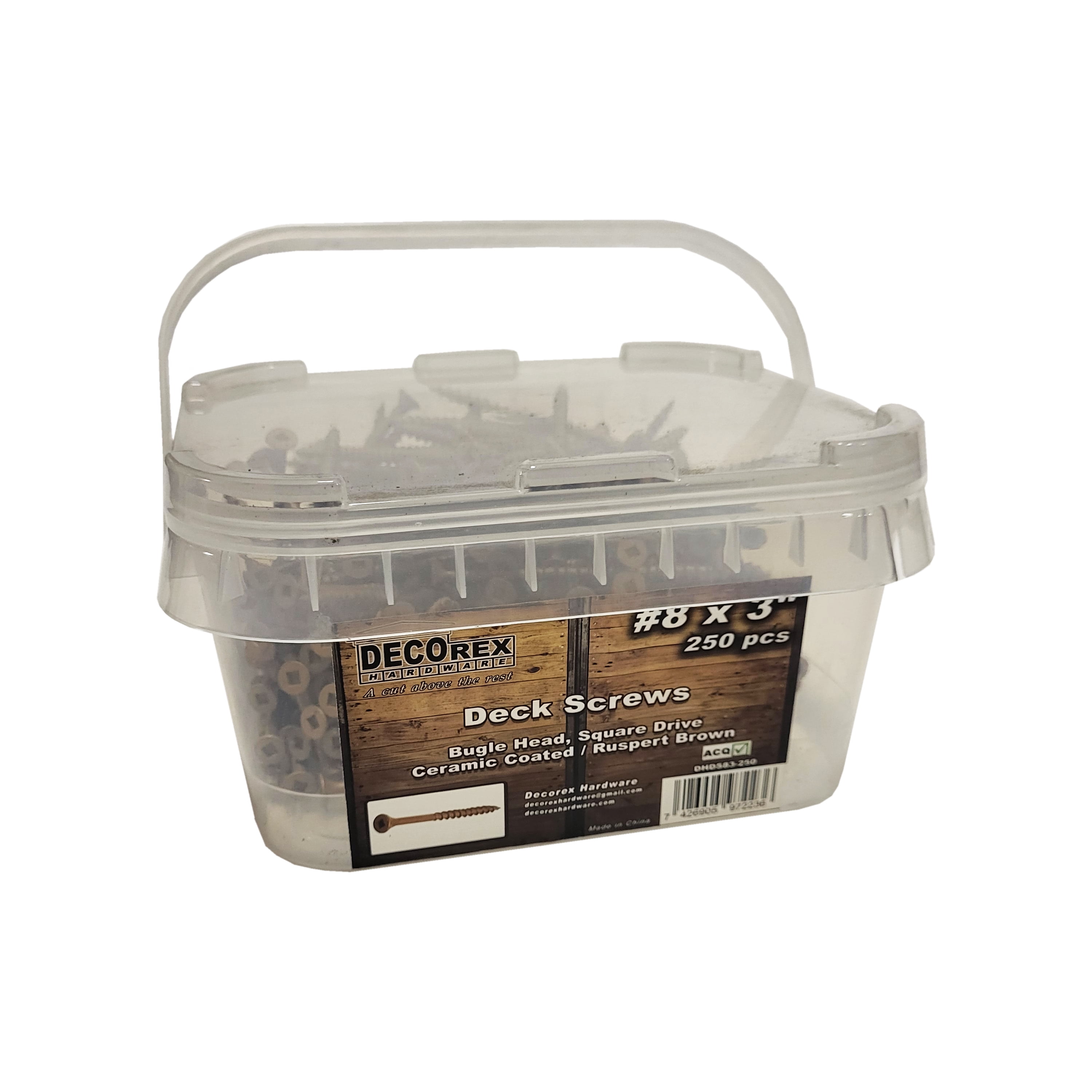 #8 x 3" Deck Screws | Square Drive | Bugle Head | Brown Ruspert | 250pcs Box