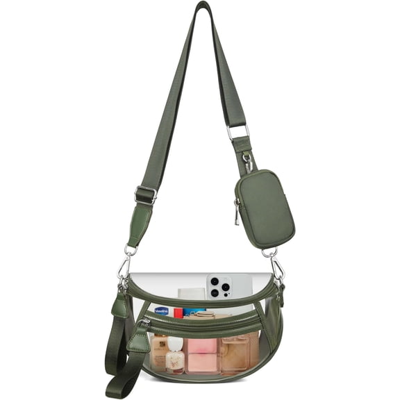 Clear Checkered Crossbody Bags for Stadium Events, Clear Purse Bum Bag for Women Concert  with RFID  Purse