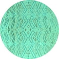 thumbnail image 1 of Ahgly Company Indoor Round Solid Turquoise Blue Modern Area Rugs, 8' Round, 1 of 4