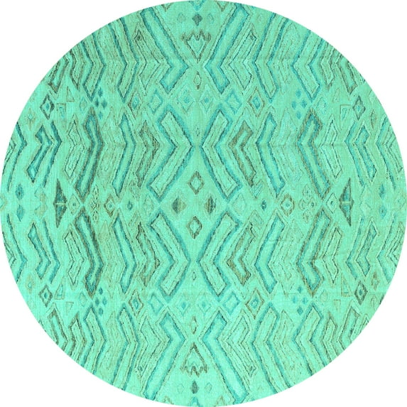 Ahgly Company Indoor Round Solid Turquoise Blue Modern Area Rugs, 8' Round
