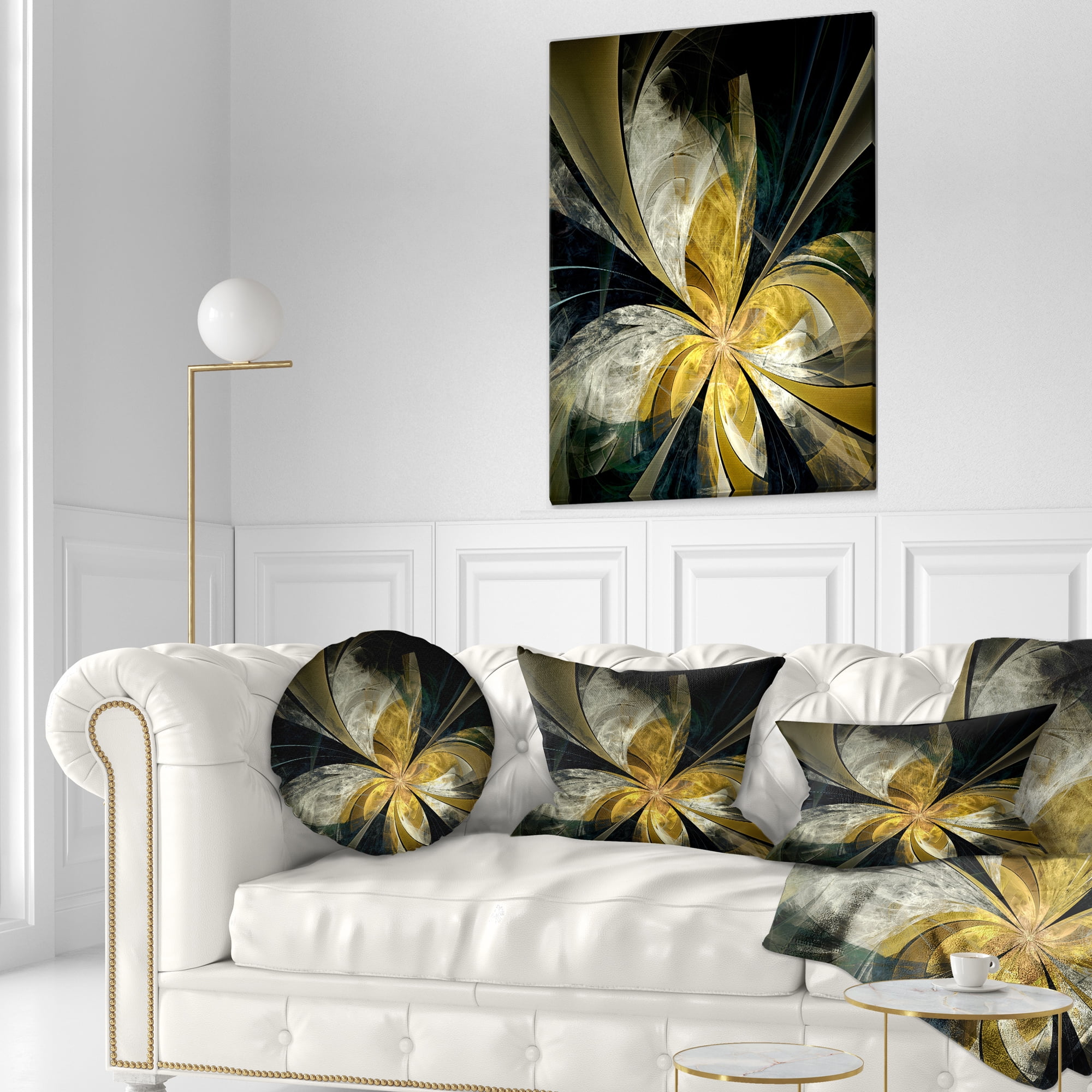 Designart 12" x 20" Contemporary, Modern Black Polyester Throw Pillow
