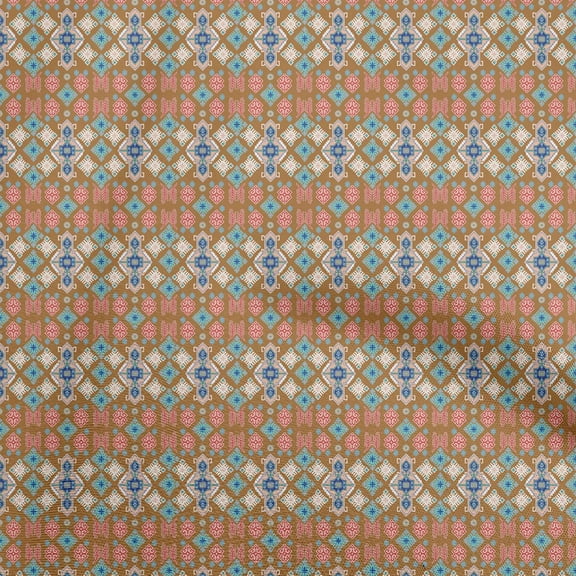 oneOone Cotton Jersey Tawny Brown Fabric Asian Kilim Sewing Craft Projects Fabric Prints By Yard 58 Inch Wide