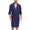 Navy Blue, variant on ANLIQI Mens 100% Cotton Short Robes Lightweight Kimono Bathrobe Soft Knee Length Robe with Pockets (Navy Blue, L)
