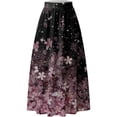 thumbnail image 4 of Falda larga para mujer con estampado floral, estilo bohemio, cintura alta, falda larga con tirantes, 4 of 4