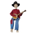 thumbnail image 2 of Halloween Banjo Playing Skeleton Figurine Posable Cowboy Outfit Resin Tabletop Statue For Fall Harvest Mantel Fireplace Seasonal Indoor Holiday Decor Supplies, 2 of 3