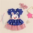 thumbnail image 4 of Bovxnpu Girls Boys Outfits Set Kids Short Sleeve Crewneck Romper Print Suspender Skirt 3Pc with Headband Set, 4 of 7