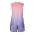 thumbnail image 7 of Tank Top Romper for Women Summer Casual Zip Back Color Print Short Jumpsuit with Pocket Loose Wide Leg Athletic Outfits, Pink, L, 7 of 7