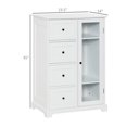 thumbnail image 3 of HOMCOM Armoire de Sol avec Porte Vitrée et 4 Tiroirs, Buffet, Armoire de Rangement pour Salle de Bain avec Étagère Réglable, pour Salon, Entrée, Blanc, 3 of 10