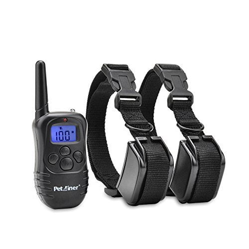 Petrainer PET998DR2 Rechargeable Rainproof Electric Shock E-Collar LCD 100LV Shock Remote Training Collar for 2 Dog by konxa