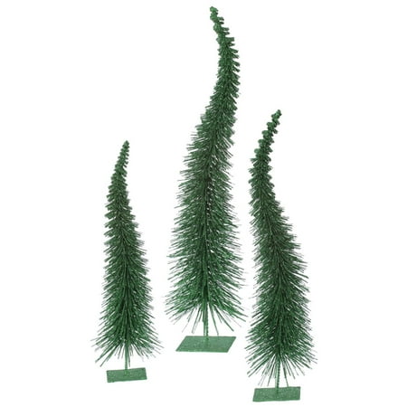 set of 3 emerald green glitter curved artificial table top set of 3 emerald green glitter curved artificial table top