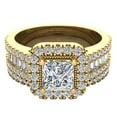 thumbnail image 4 of Princess Cut Diamond Cushion Halo Wedding Ring Set 1.60 Carat Total Weight 18K Gold ( G , SI ), 4 of 5