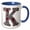 Blue/White, variant on 3drose, Pretty Image of Ruby Jeweled Monogram Letter K, 11oz Magic Transforming Mug