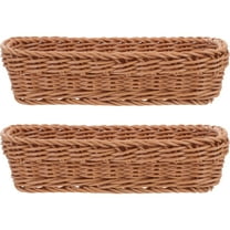 IDEANATEGRATE 2Pcs Cutlery Storage Box Woven Plastic for Condiment Jar Storage 10.2X4.7X2.4In