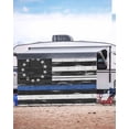 thumbnail image 5 of 4th of July RV Awning Sun Shade Screen 9'X15.3' Patriotic Stars Stripes Mesh Sunscreen Black White Blue USA Flag Wooden Awning Shade Screen with Zipper Completed Kits for RV Motorhome Camper, 5 of 7