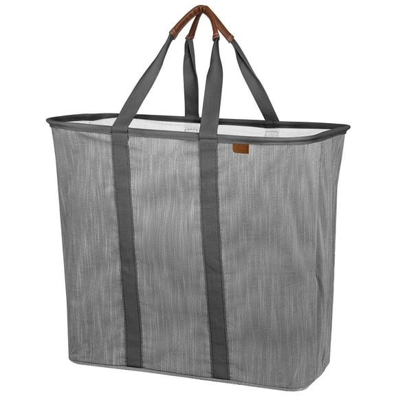 CleverMade Collapsible Fabric Laundry Hamper LUXE, Gray, Adult