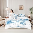 thumbnail image 4 of Castle Fairy Line Art Tropical Beach Print 7-Piece Twin Bedding,Palm Surfboard Sailboat Coastal Layout Bedding Comforter Set,Blue White,Reversible, 4 of 7