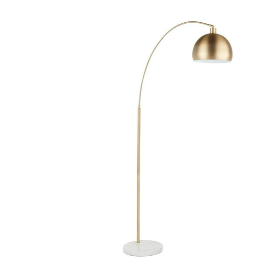LumiSource White Marble, Antique Brass Metal March Floor Lamp