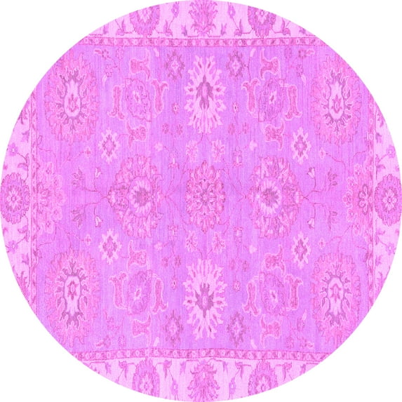 Ahgly Company Indoor Round Oriental Purple Traditional Area Rugs, 7' Round