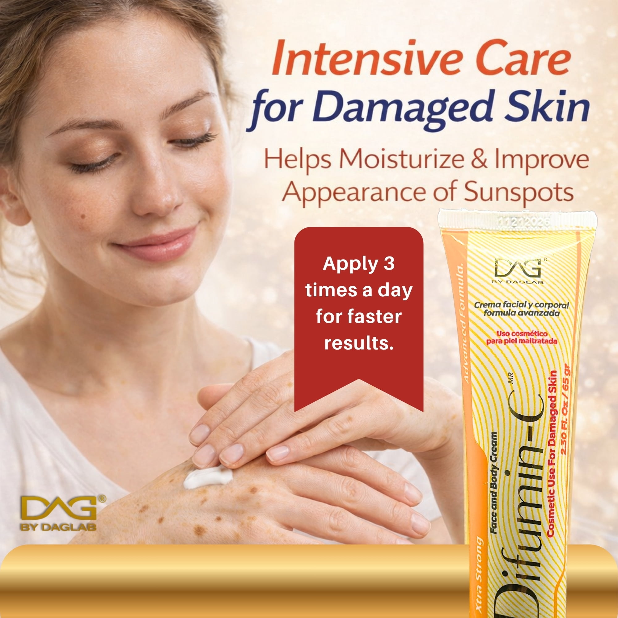 Difumin-C Face and Body Cream, Vitamin C Skin Care Cream, Lightweight Moisturizing Cream for Daily Use, All Skin Types, 2.30 fl oz / 65 g