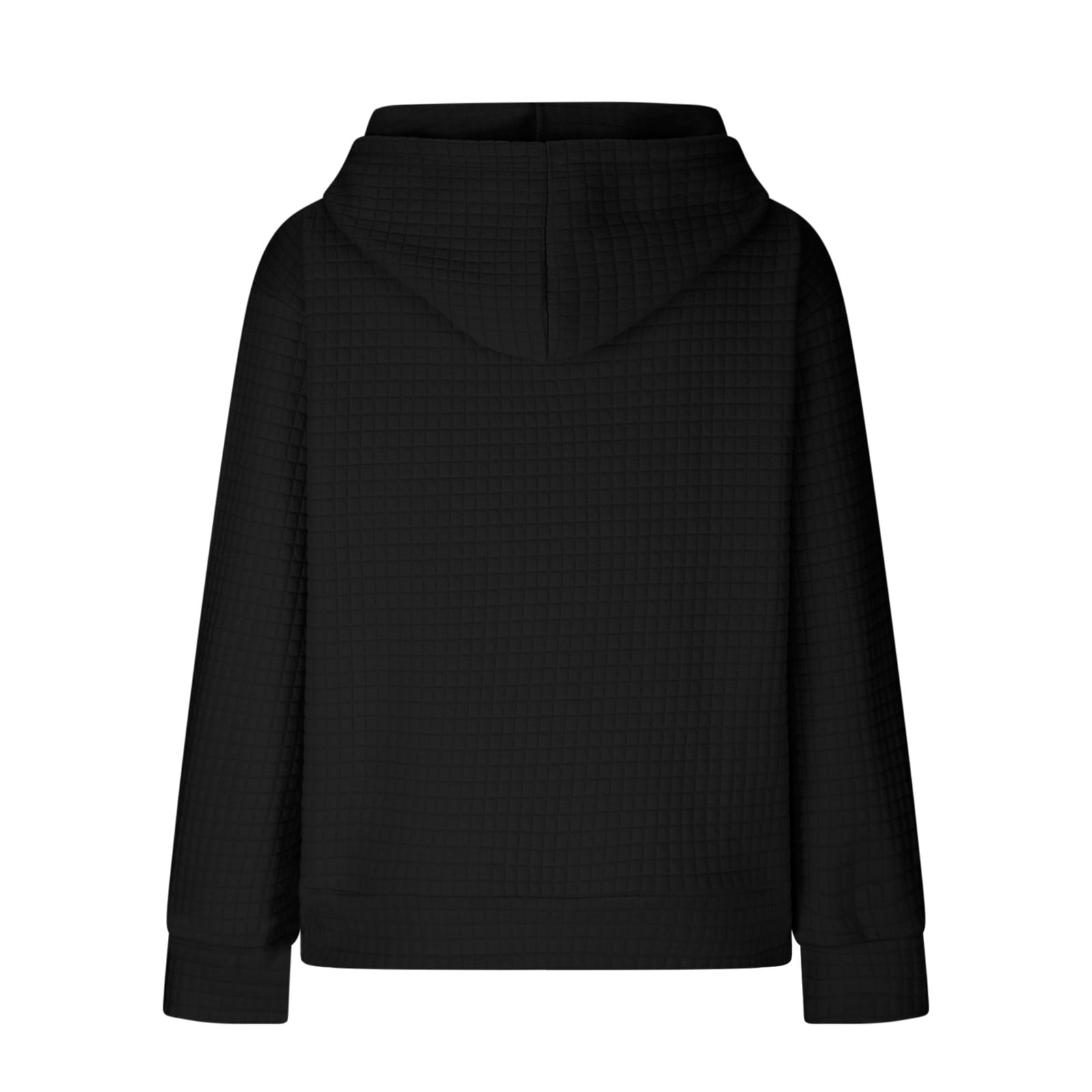 SZJXBUY Waffle Hoodies Women,Hoodies for Women Casual Pullover Waffle Long Sleeve Drawstring Hooded Sweatshirt with Pocket 2024 Black,S