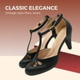 thumbnail image 4 of Chase & Chloe Kimmy-36 Women's Teardrop Cut Out T-Strap Mid Heel Dress Pumps, 4 of 5
