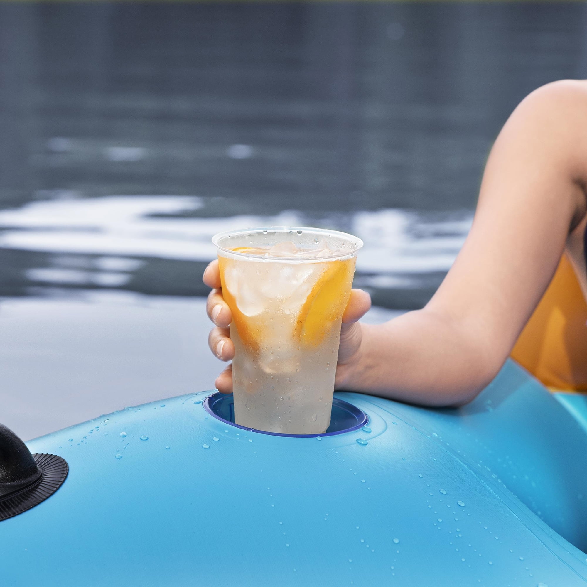 Hydro Force: Day Drifter Island - 5 Person Water Float, 9'10"x9'5", XL Open Center Lounger Tube, Cup Holders & Handles, Cooling Mesh Seats, 1102lb Cap