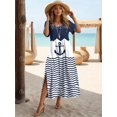 thumbnail image 2 of Nuevos vestidos de vacaciones para mujer, elegantes vestidos midi con estampado de ancla, vestidos femeninos de manga corta, ropa oversize de moda, verano 2024, 2 of 5