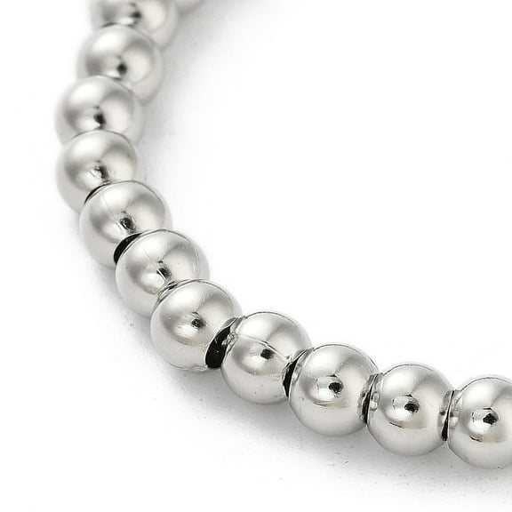 5 pc Adjustable Brass Round Beaded Slider Bracelets with box Chains Platinum Inner Diameter: 2~3-3/8 inch(5.2~8.6cm)